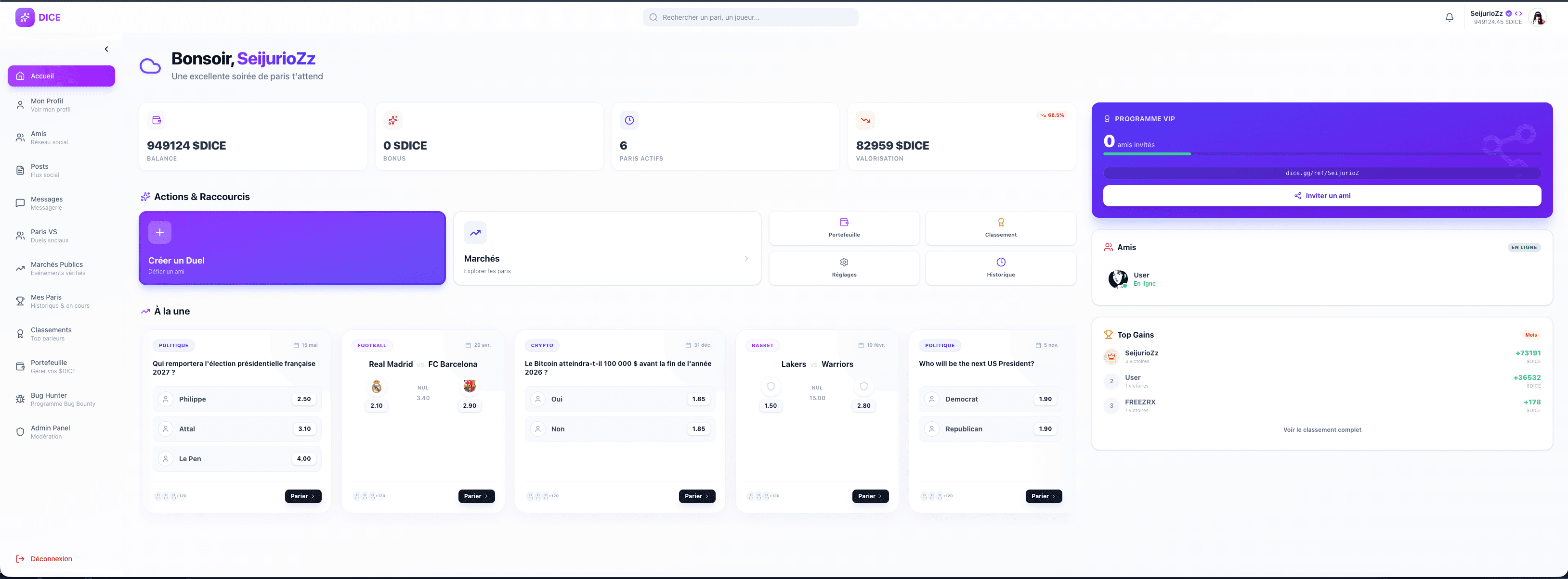 DICE Gambling Social